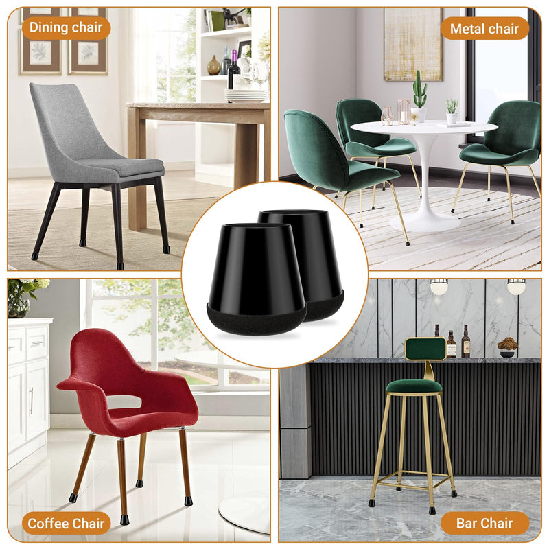 24 PCS Silicone Chair Leg Floor Protectors Extra Small(0.6"-0.8") Rubber Felt Furniture Pads Chair Legs Caps/Covers for Hardwood Floors, Tile from Scratches & Reduce Noise - Round, Black 24PCS-Black X-Small(0.6"-0.8")