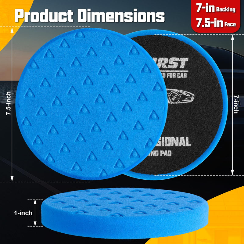 7.5 Inch Buffing Pads, 8 Pcs Polishing Pad, Car Compound Buffing Sponge Pads and Woolen Pads Cutting Polishing Pad Kit for Car Buffer Polisher Compounding, Polishing & Waxing 7.5 - Inch
