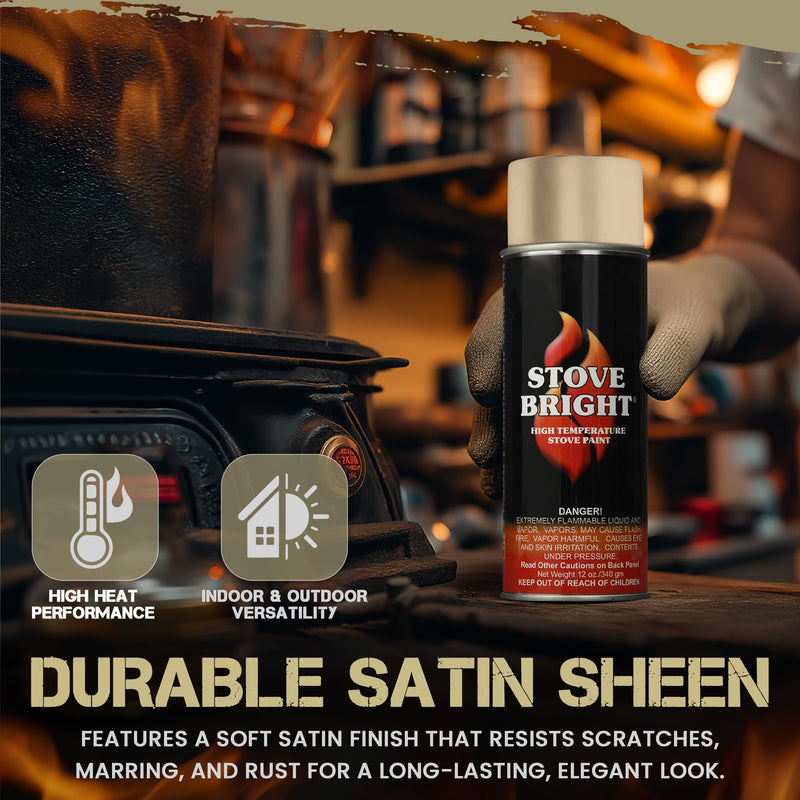 Stove Bright High Temp Spray Paint, Almond 8117, 12 Oz, Satin Finish