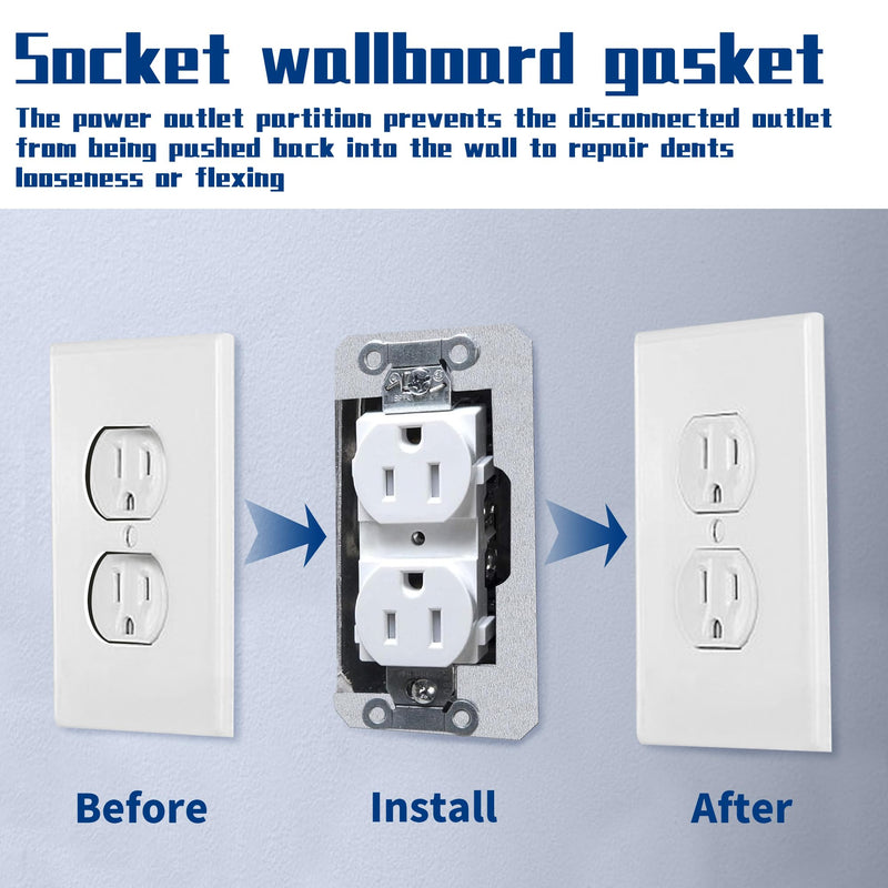 DECOHS 20 Pcs Wall Plate Spacer- Metal Flush Fit Device Leveling Plates- Receptacle Spacers Shims Leveler for Fixing Walls Electrical Outlet Electrical Boxes Silver-20pcs