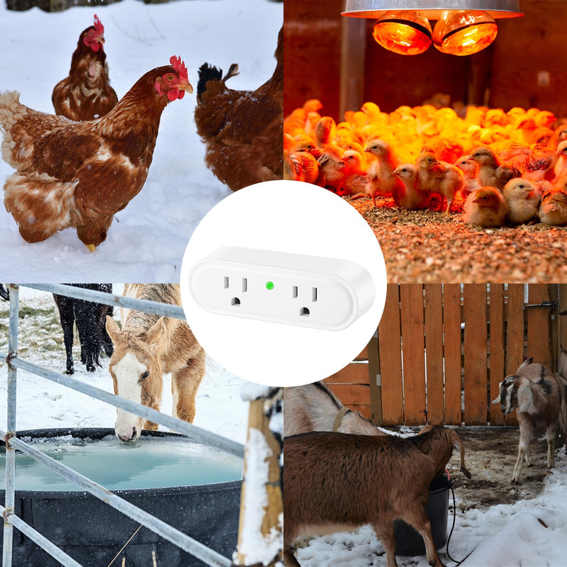 Thermostatically Controlled Outlet - On at 32°F/Off at 50 °F, Thermostat Plug Outlet, No Need to Close Manually, for Chicken Water Coop Heater Heated Water Bowl Bird Bath Deicer Roof Cable (1 Pcs) 1 Pcs