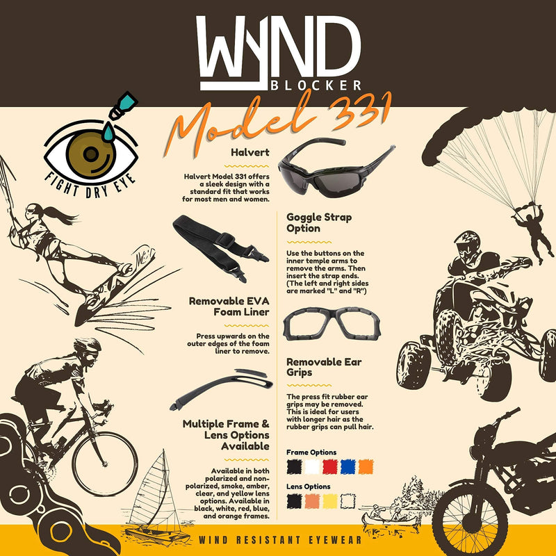 WYND Blocker Polarized Motorcycle Riding Sunglasses Sports Wrap Glasses Black | Polarized Smoke