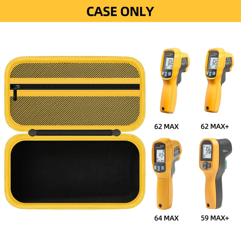 Case for Fluke 62 Max/ 62 Max+/ 64 Max/ 59 Max+ Infrared Thermometer, Hard EVA Protective Carrying Bag with Mesh Pocket, BLACKYELLOW (CASE ONLY)
