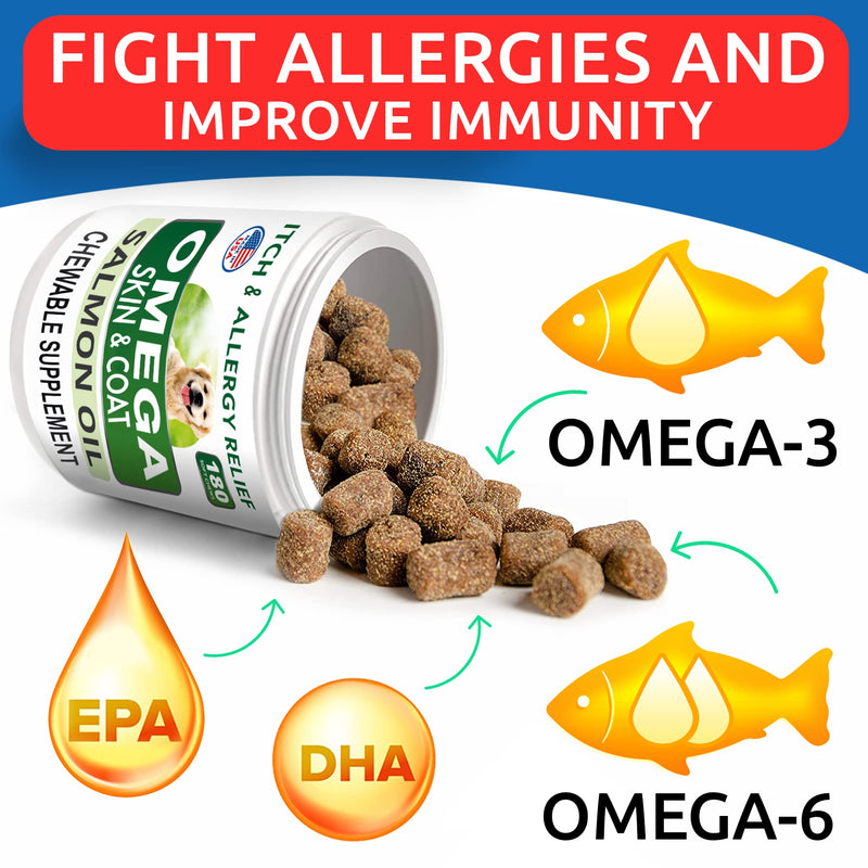 No Poo Chews + Omega 3 Fish Oil Treats Bundle - Stop Dog Poo Eating - Dog Shedding, Skin Allergy, Itch Relief - Digestive Enzymes & Breath Aid Support - Made in USA