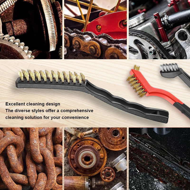 Wire Brush Set for Rust Cleaning - 9 Pcs Including Steel, Brass & Nylon Brushes - Ideal for Rust Removal, Dirt & Paint Scrubbing with Deep Cleaning - Small Wire Brush for Versatile Use 9PCS