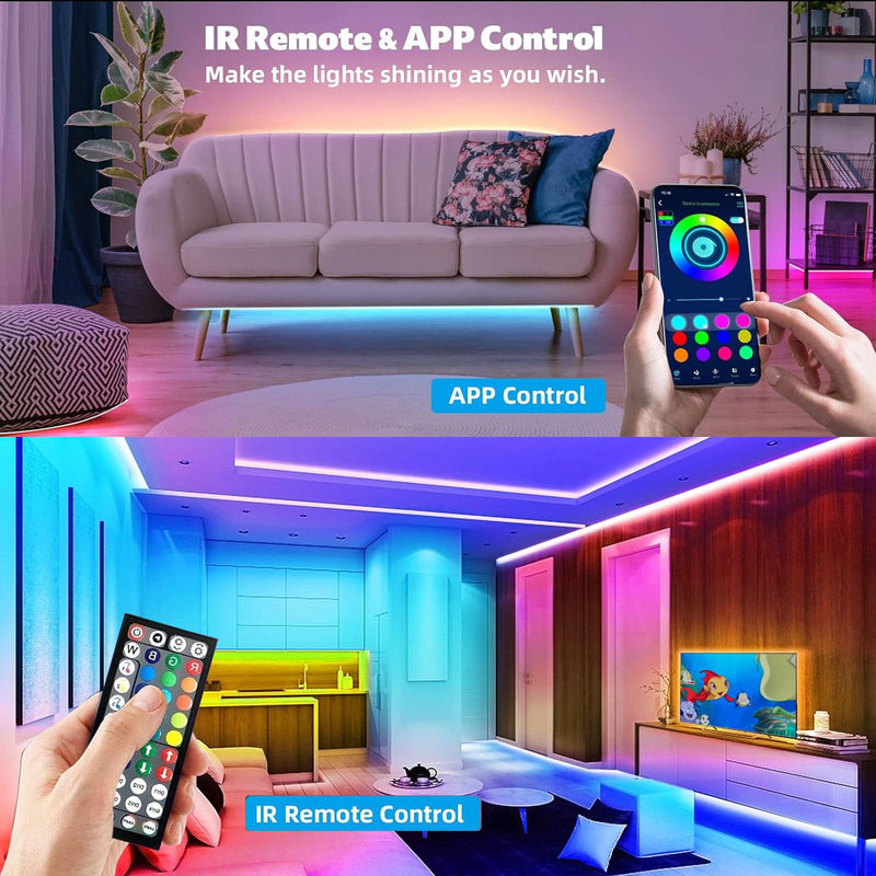 Led Lights 100ft(2 Rolls of 50ft) Smart APP Control Music Sync Led Strip Lights RGB Color Changing Led Lights Strips with Remote Led Lights for Bedroom Kitchen and Party 100 ft