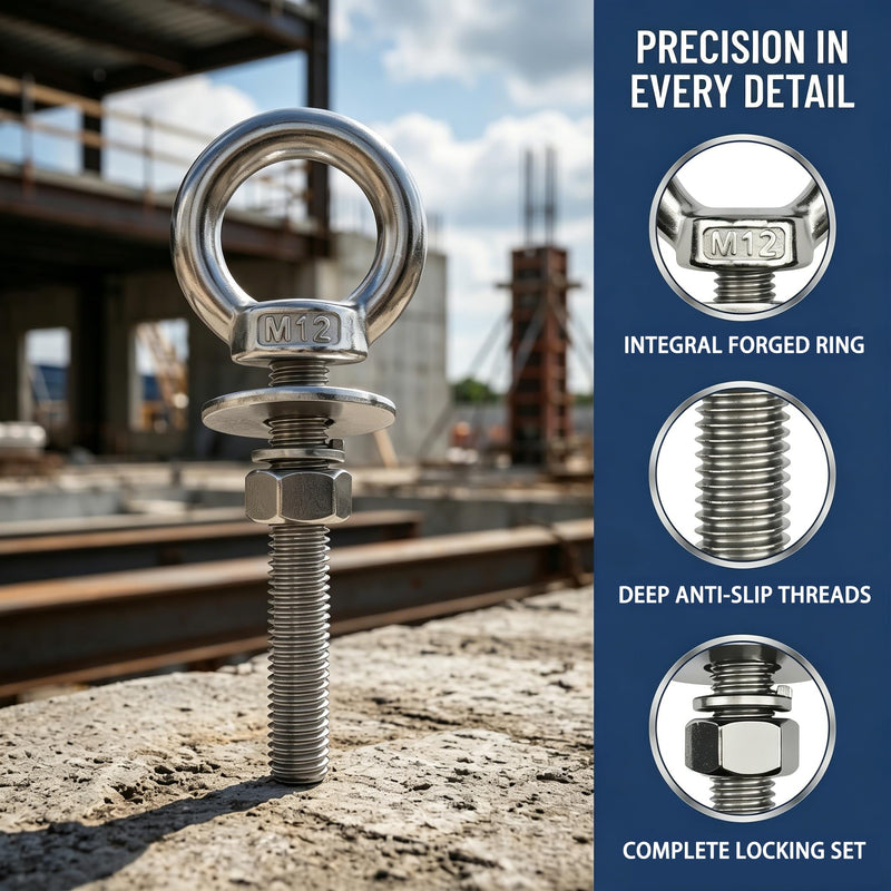 4 Pack M12 Stainless Steel Eye Bolts with Nuts, 1/2"x6" Long Lifting Ring Eye Bolt,Eye Bolts Heavy Duty for Hang Tie Down Outdoor (4, M12x153mm (1/2"x6")) M12x153mm (1/2"x6") 4
