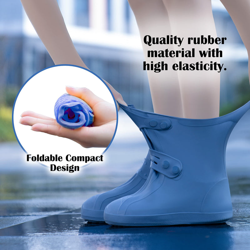 Rain Shoe Covers | Waterproof Shoe Covers for Men Women | Reusable Galoshes Overshoes (Blue, 40-42) Blue