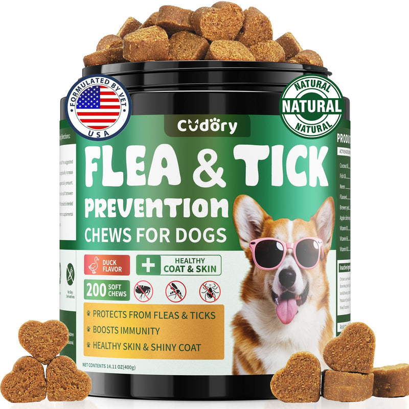 Flea and Tick Support Bundle for Cats & Dogs-400 Chews Natural Flea Tick Support for Pet All Breeds & Ages