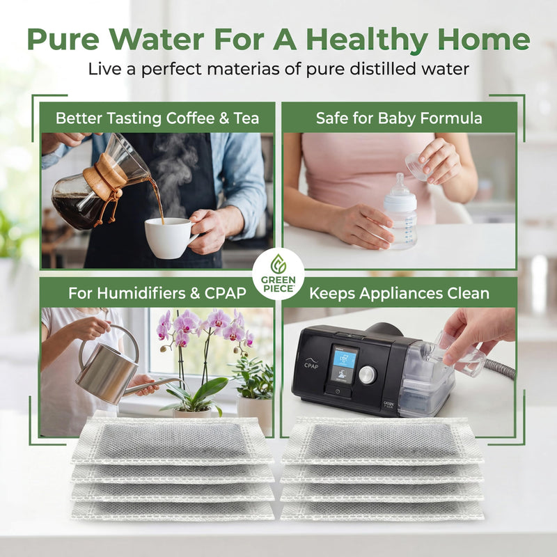 Green Piece® Water Distiller Filters Compatible with Waterwise 3200 & 8800, 8500 | EcoWater EWS-US 500/800 | Kenmore 625-344800/344810 | Coconut Charcoal Post-Filter Bags 4"x3" | 12 Pack | Made in USA