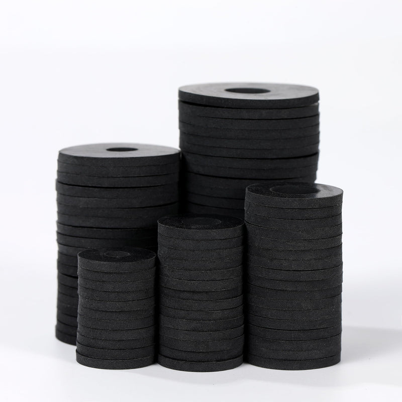120Pcs Flat Rubber Washers Assortment Kit,16/18/20/25/30mm Black Washers,Vibration Absorbing Pads Sealing Rubber Washers for Faucets Garden Bolts Screws Hose Plumbing Shower Head- 5 Sizes