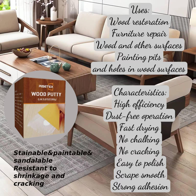 Wood Filler Putty,9.87 Ounce Wood Filler Stainable and Paintable,Natural Wood Putty,Wood Repair Kit for Quickly Repair Any Breaks,Cracks,Chips,Defects in Wooden Furniture,Easy to Use and Sand Natural