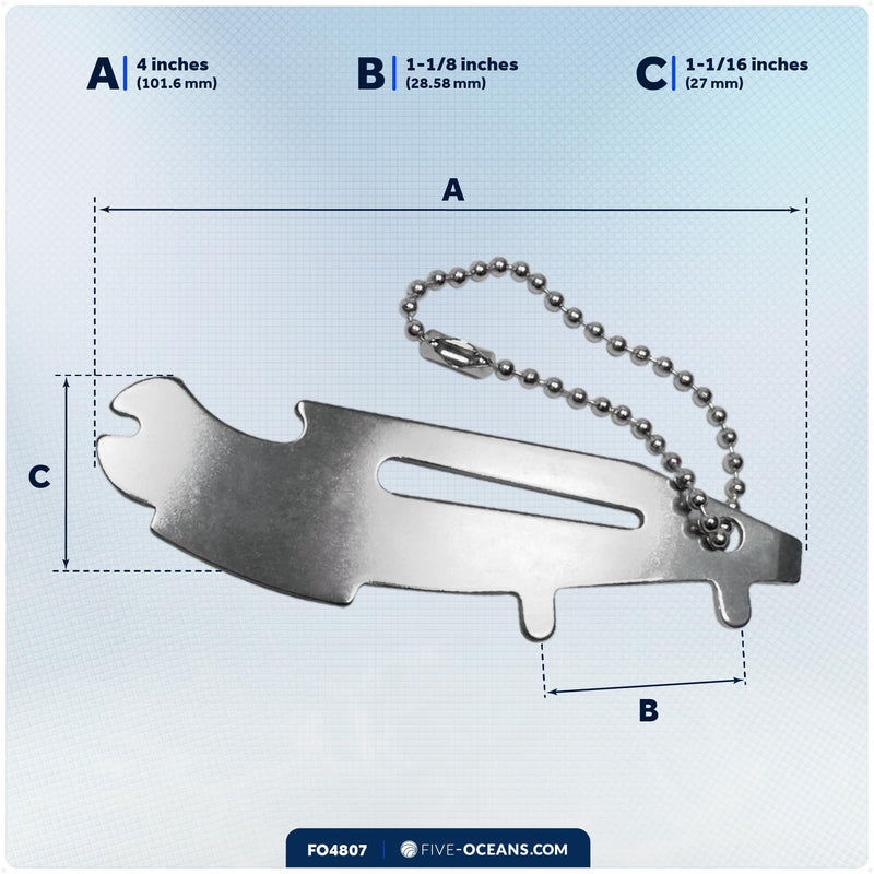 Five Oceans Universal Boat Multi-Tool - Stainless Steel Boat Gas Cap Key Tool with Shackle Opener, Bottle Opener, Screwdriver - 2-Pack