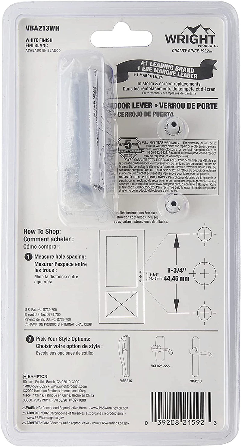 Wright Products VBA213WH Bayfield Surface Latch, White
