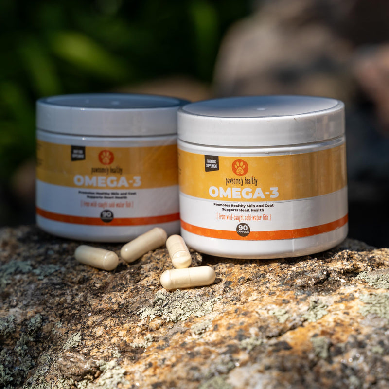 Omega-3 Fish Oil for Dogs by Pawsomely Healthy - High in EPA, DHA - Allergies, Itching, Shedding - Supports Immune System, Skin, Coat, Heart, Joints - 90 Powder Capsules - PawsPlanet Australia