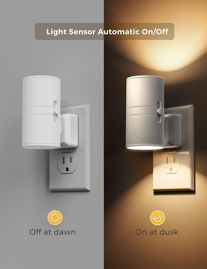 L LOHAS LED Night Light Plug in, Night Lights Plug into Wall, Light Sensor, 0-100LM, Soft White 3000K, Dimmable Night Light, Modern Night Light for Hallway Bedroom Stairway, 2 Pack
