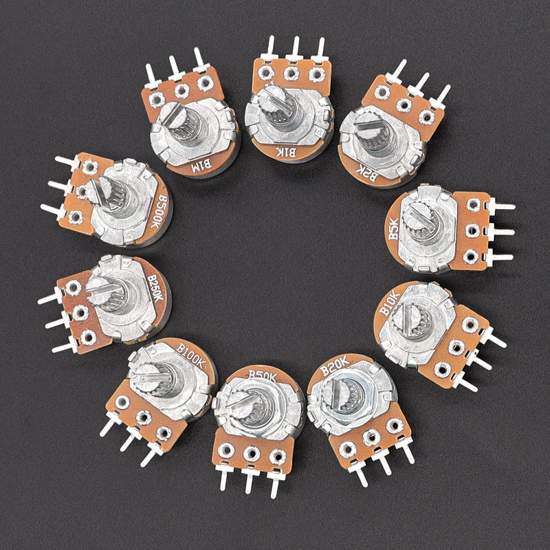 Taiss 30pcs 10K Ohm Potentiometer WH148 B10K Variable Resistors 15mm Shaft 3 Terminals Linear Taper Rotary Audio B Type Potentiometer, Volume Control Potentiometer B10K