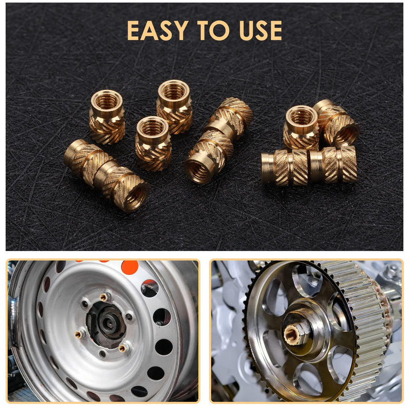 100 Pcs M3 Threaded Insert M3 Heat Set Inserts 3D Printing Brass Nuts Knurled Twill Thread Nut Inserts for Loptop Automotive Plastic Shells