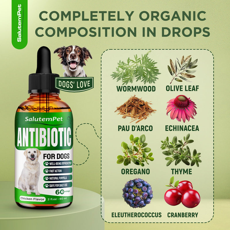 Natural Antibiotics for Dogs | Dog Antibiotics | Supports Dog Allergy Relief | Dog Itch Relief | Dog Allergy Support | Dog Multivitamin | Pet Antibiotics | Dog Antibiotics | 2 Oz Chicken