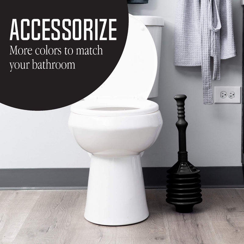 JS Jackson Supplies Professional Bellows Accordion Toilet Plunger, High Pressure Thrust Plunge Removes Heavy Duty Clogs from Clogged Bathroom Toilets, All Purpose Power Plungers for Bathrooms, Black