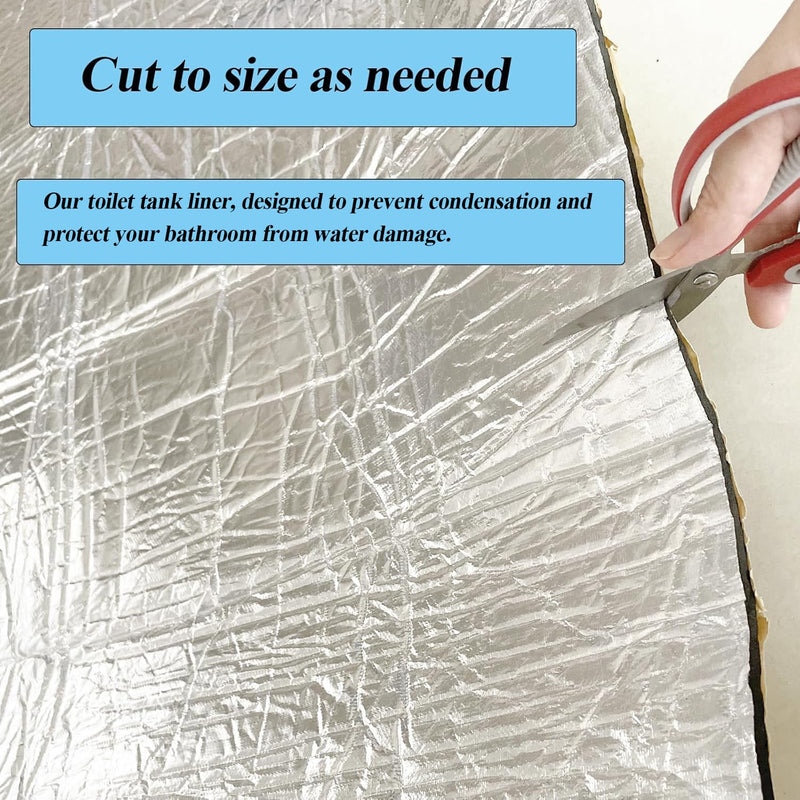 Toilet Tank Liner, 40 x 40 Inch Toilet Anti Condensation Kit with Aluminum Foil-Self Adhesive,Toilet Tank Insulation Liner for Stopping Condensation Preventing Water Damage to Floors