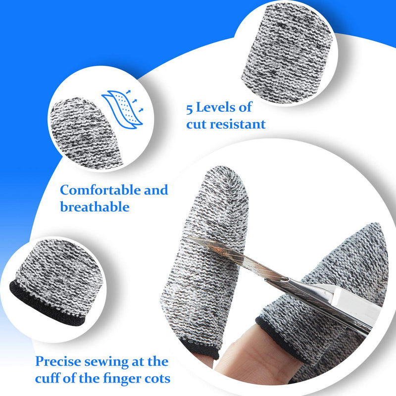 Honoson 20 Pieces Cut Resistant Finger Cots Gel Finger Guards Finger Protectors Reusable Fingertip Covers Large Finger Sleeve for Kitchen Food Cutting Sculpture Work Supplies