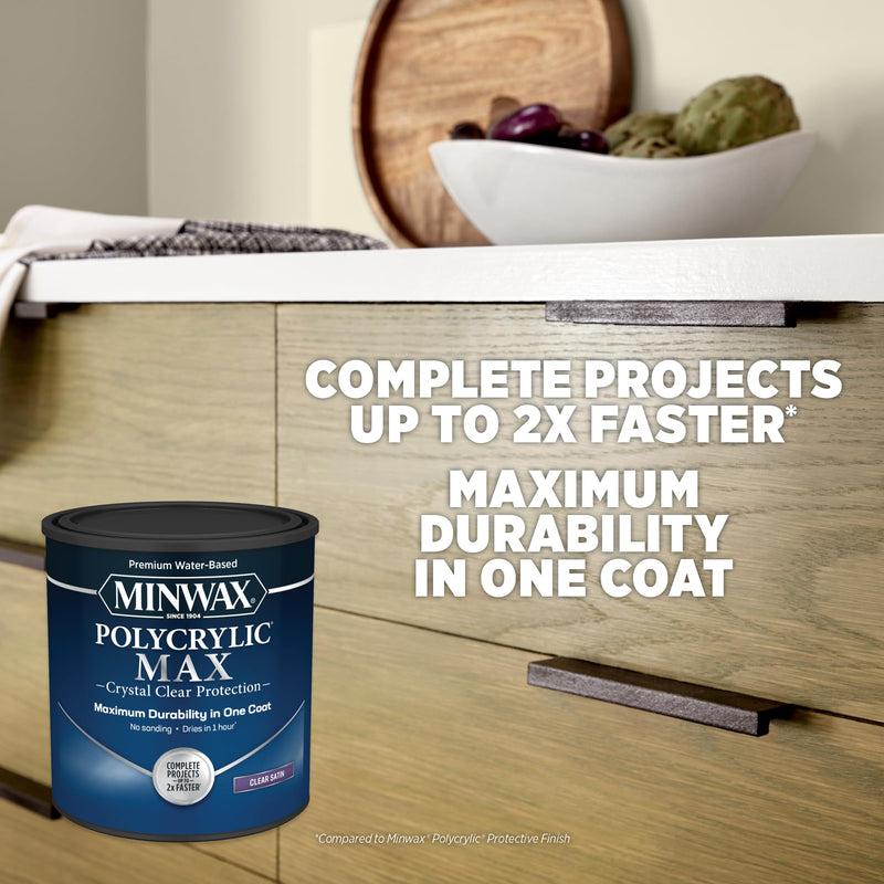 Minwax Polycrylic Max , Semi-Gloss, Clear, 1 Quart