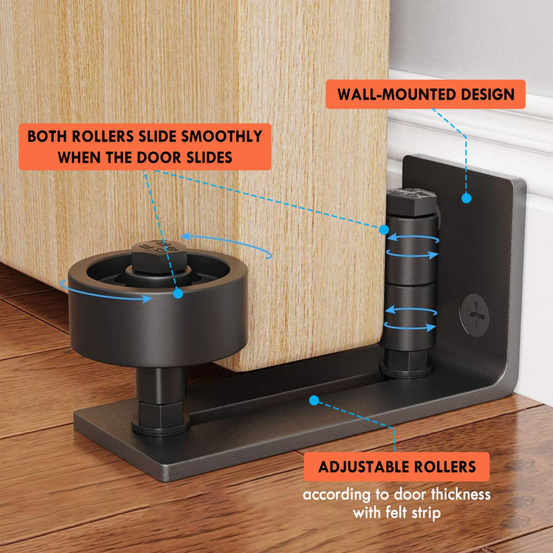 4 Pack Barn Door Floor Guide - Sliding Barn Door Bottom Guide for Bottom Adjustable Roller 8-Setup Options - Quiet Operations, Flush Design with Felt Strips Pack of 4