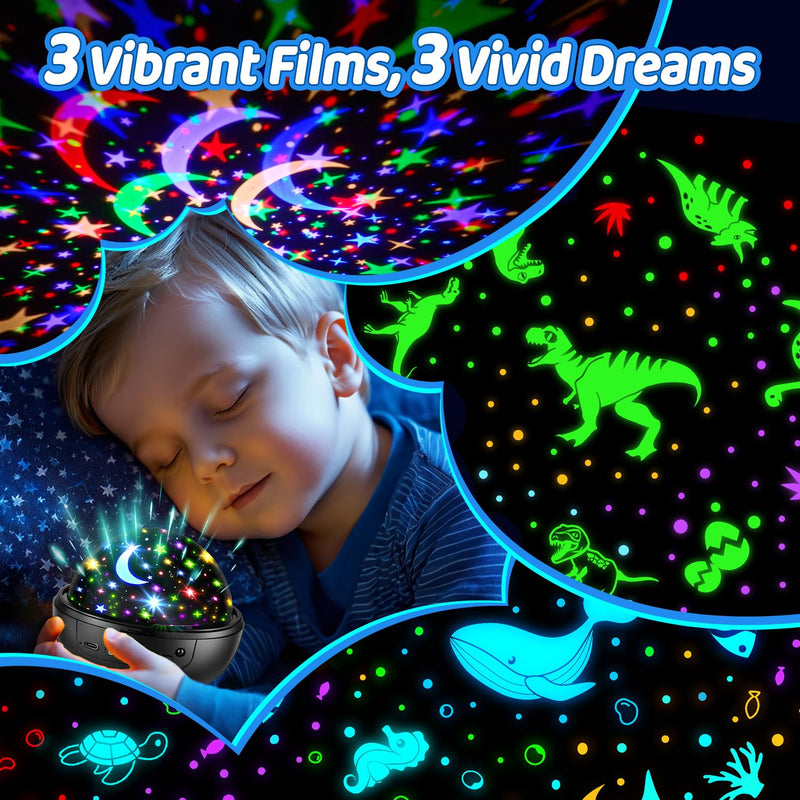 Night Light for Kids, 93 Lighting+3 Films Kids Night Light Projector, Remote+Dimmable Star Projector for Kids, 360° Slient Star Lights for Ceiling Projector, Stars for Ceiling Stars Gifts Night Light for Kids-Black
