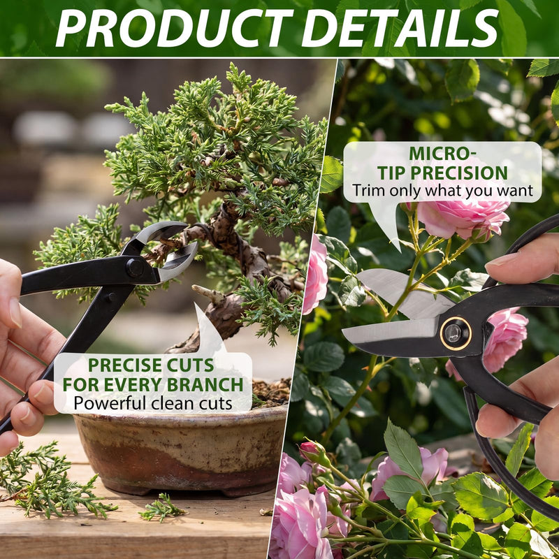 2 Pack Garden Scissors, Stainless Steel Bonsai Pruning Shears with Comfy Grip Handle, Multipurpose Trimming Shears for Bonsai, Herbs, Flowers, Home, Office (Floral Scissors Set) Floral Scissors Set
