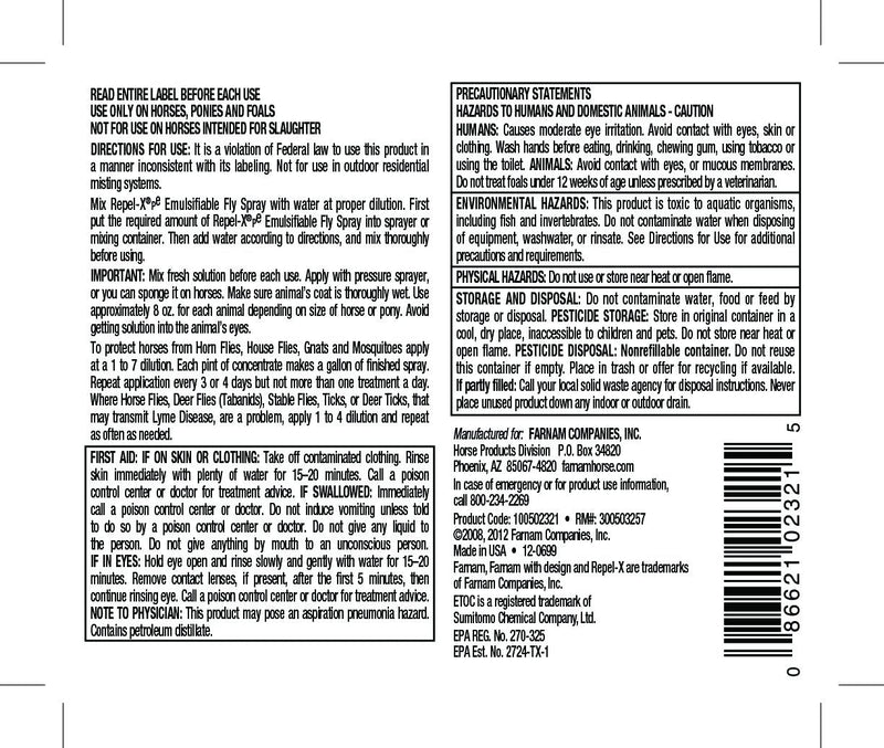 Farnam Repel-Xp Emulsifiable Fly Spray 16 Ounces - PawsPlanet Australia