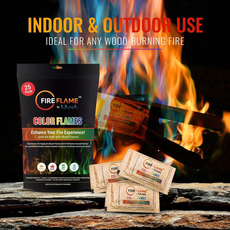 Fireflame Fire Color Changing Packets, Magic Colorful Fire Flames, 25 Pack