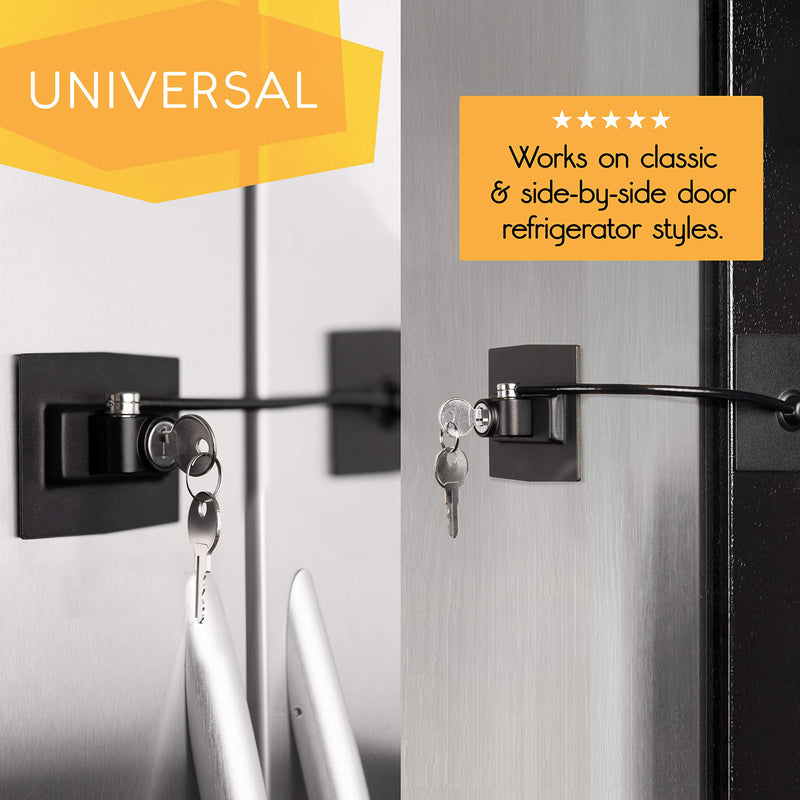 Premium Refrigerator Lock with Built-in Keyed Lock (Black) Black