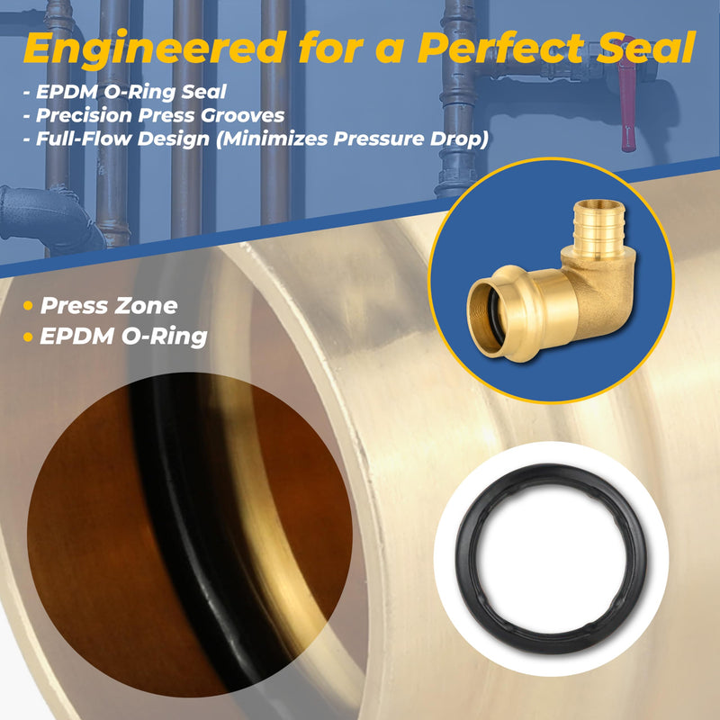 5PACK GUOFIS Copper Press 90 Degree Elbow,3/4"PEX x Press(PRESS093-5) 5 0.75 Inch
