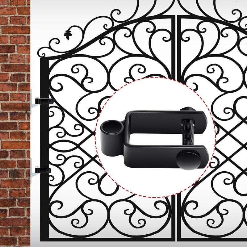 Hicarer 4 Pcs 1-1/2" x 1-1/2" x 5/8" Square Post Female Gate Hinge with Nut and Bolt, Chain Link Fence Frame Post Female Black Galvanized Steel Hinge for Repairing and Replacing Fence Gate