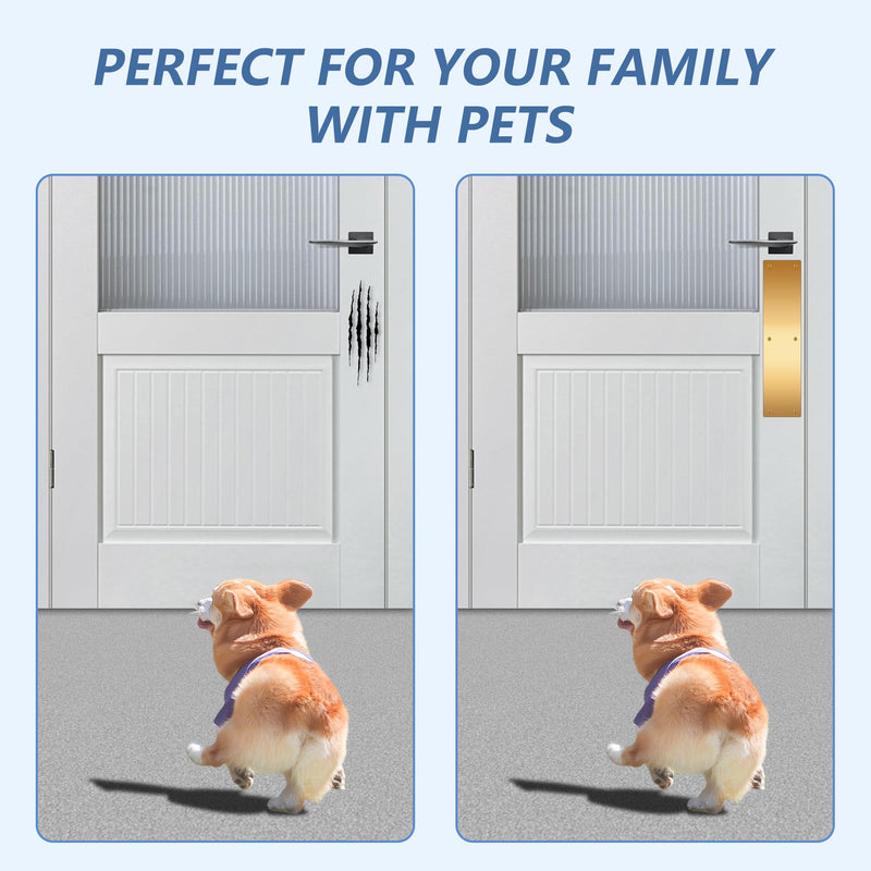 2pcs 16×4Inch Aluminum Door Kick Plates for Exterior Doors – Decorative Protection to Prevent Damage from Kicking – Stylish and Durable Door Kick Plate(Golden) 16"x4"-2pack-Golden