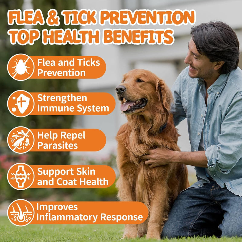 Flea and Tick Prevention for Dogs Chewables - Natural Dog Flea and Tick Treatment Chewable - Oral Flea Supplement for Dogs - Puppy Flea Support - All Breeds & Ages - 180 Soft Chews