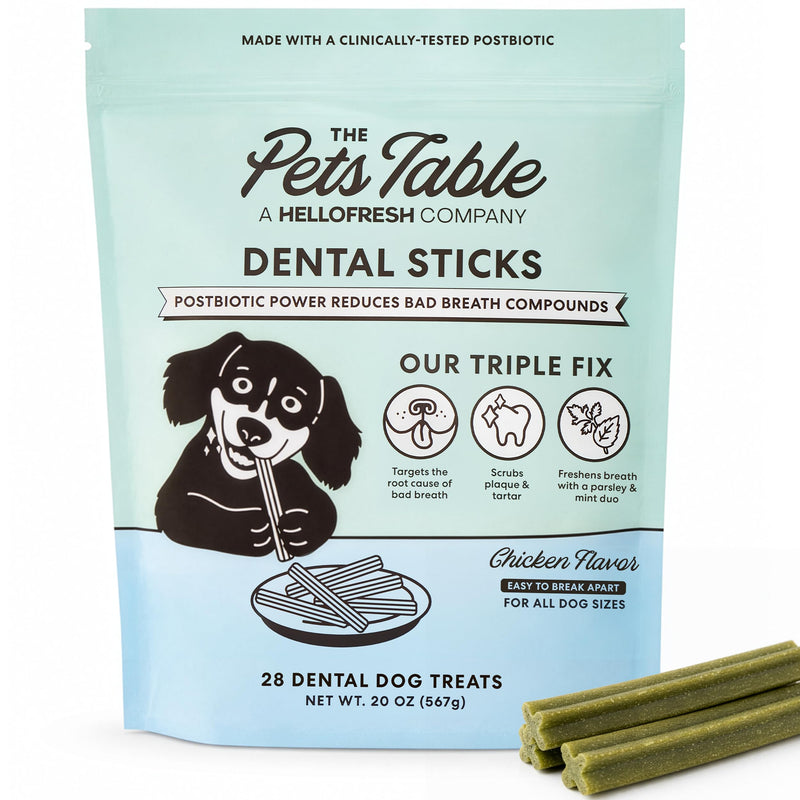 The Pets Table Dental Chews for Dogs 28 Sticks (20 oz), Chicken, Mint & Parsley | Dental Treats/Teeth Cleaning Chews | Removes Plaque and Tarter | Dental Sticks for Bad Breath Treatment | Dental Bones Chicken, Mint, and Parsley 1.25 Pound (Pack of 1)
