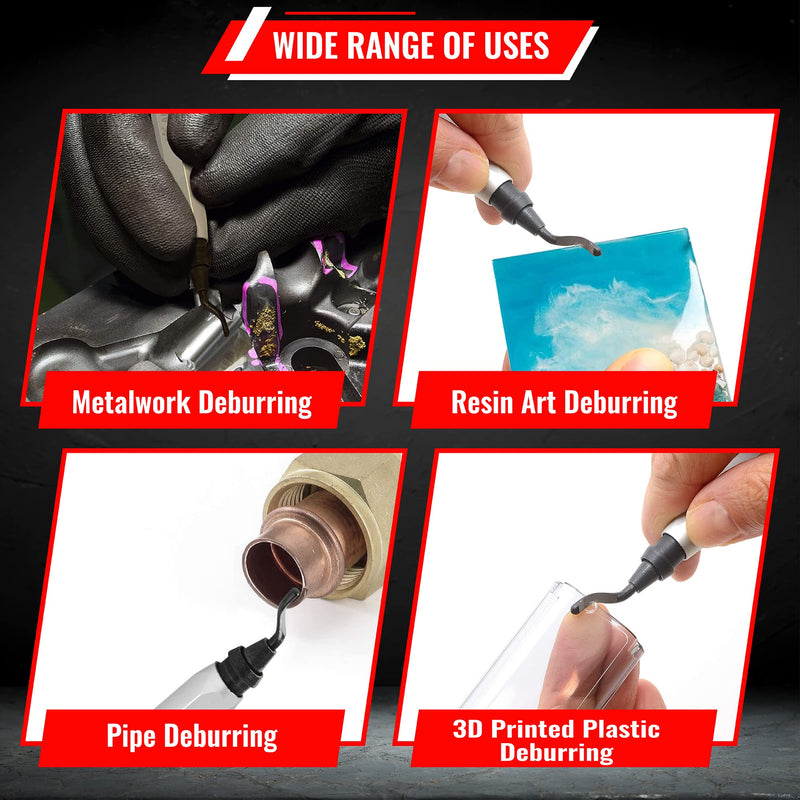 AFA Tooling - Deburring Tool Micro-Polished & Anodized Handle with 41 M2/M35 Cobalt HSS Blades, Deburring Tool 3D Printing, Reamer Tool for Metal, PVC, Copper Pipe, Plastic, Resin & 3D Printed Edges 41 Mixed Blades Kit