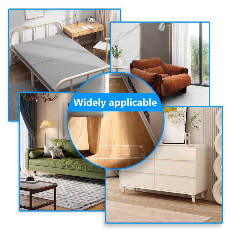 Clear Furniture Wall Spacers, 4-Pack Adjustable Couch & Bed Stoppers - Prevent Fire Risks from Heaters, Protect Walls from Hitting, Keep Space for Curtains, Outlets and Vents Rectangular 9 inch 4 Pcs