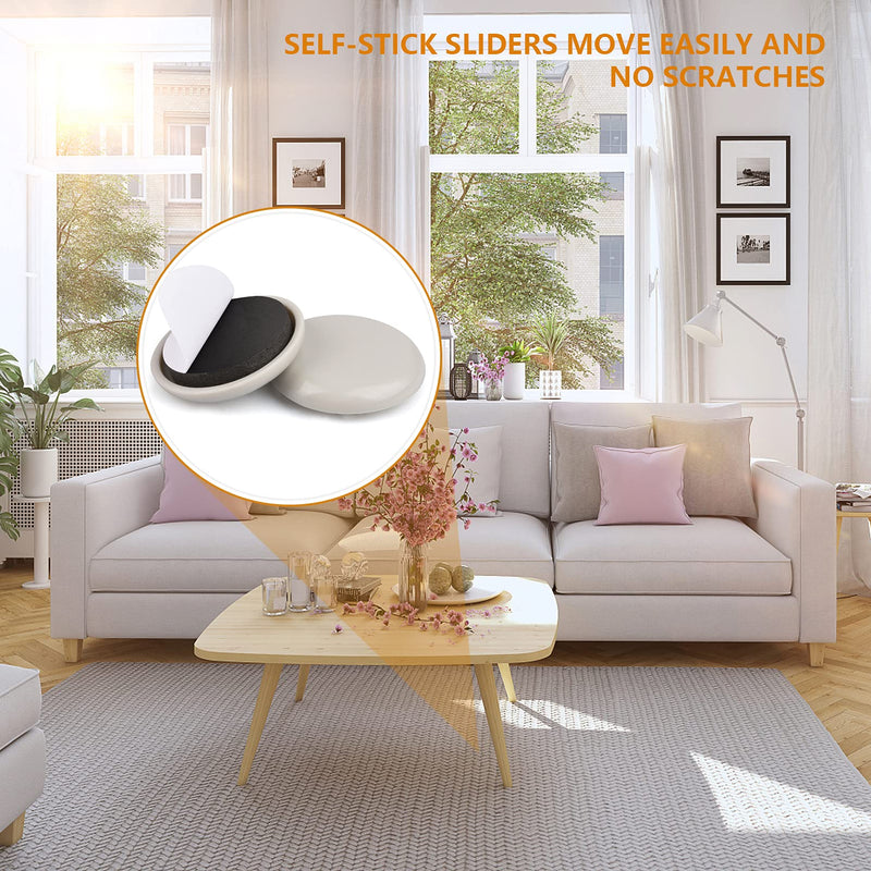 1-1/4" Furniture Sliders for Carpet & Hardwood Floors, 24PCS Furniture Pads for Quickly and Easily Move Any Item and Protect The Floor 1-1/4"