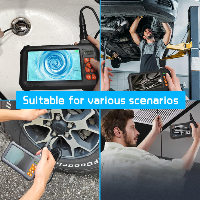 Inspection Endoscope Camera with Light, 1080P HD Borescope Camera with Light, 4.3" IPS Screen, IP67 Waterproof Sewer Camera Borescope, 16.5ft Semi-Rigid Cord Drain Pipe Camera Cool Gadgets Tool