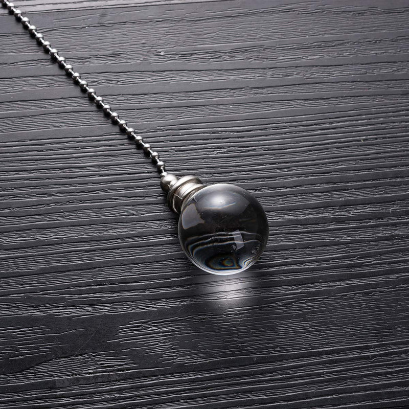 LONGSHENG - SINCE 2001 - Ceiling Fan Pull Chain, 2pcs Clear 30mm Diameter Crystal Ball Fan Pull Chain, 20 Inches Fan Pulls Set with Connector Ceiling Fan Pull Chain Ornaments Lighting Accessories