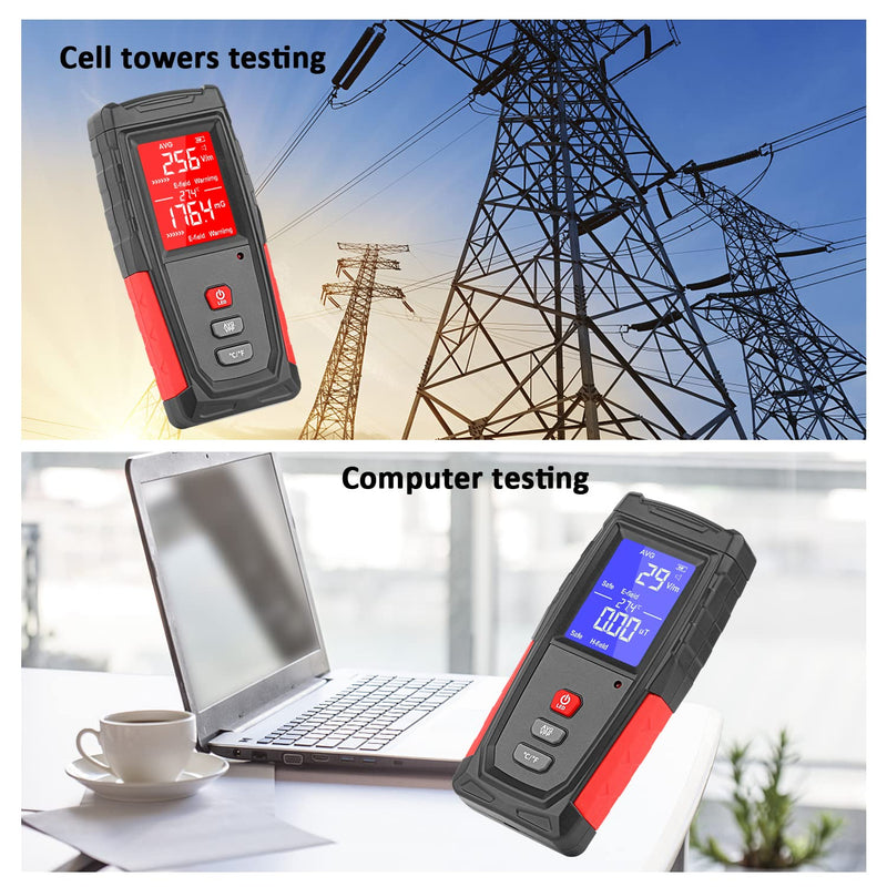 EMF Meter, XRCLIF Digital Electromagnetic Radiation Detector, Hand-held EMF Tester for Home/Outdoor, Ghost Hunting Equipment, Electric Field/Magnetic Field Monitor with LED Light & Sound Alarm