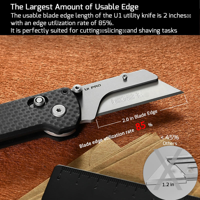 OKNIFE U1 Pro Multitool Folding Utility Knife with Folding Screwdriver, Quick Change Blade, Rail Lock & Pocket Clip for Men and Women (Carbon Fiber Overlay） Carbon Fiber Black