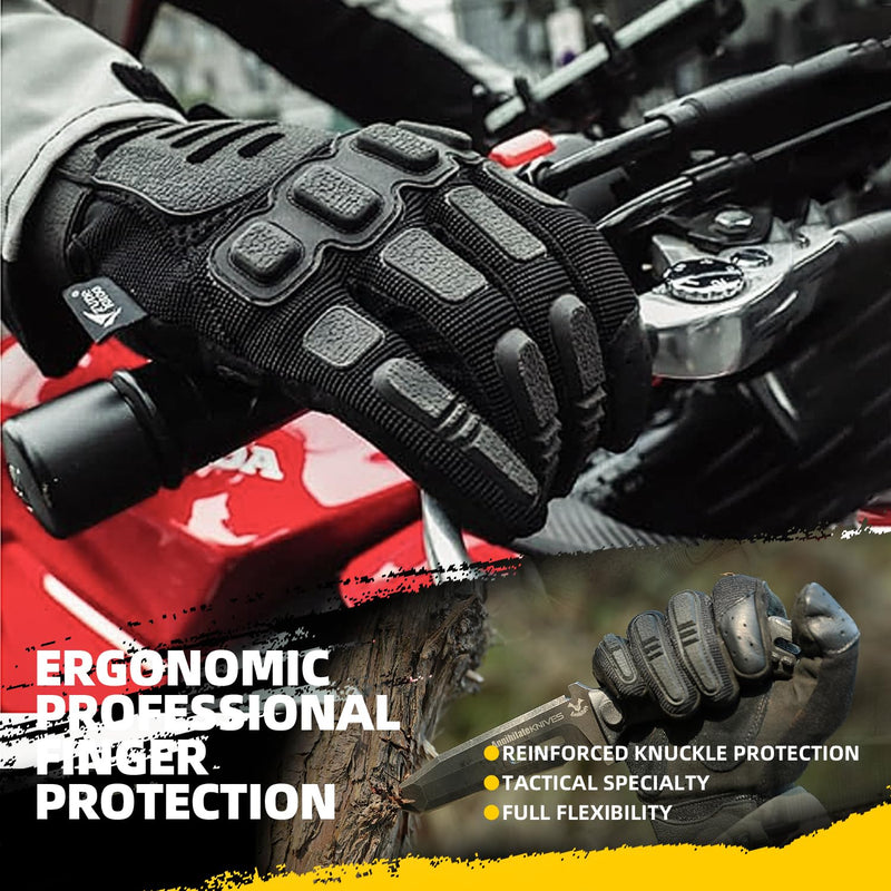 ZUNE LOTOO Touchscreen Tactical Gloves Men with TPR Finger Impact Protection & Palm Padded for Motorcycle Airsoft Paintball Range Work Black Full Finger Small