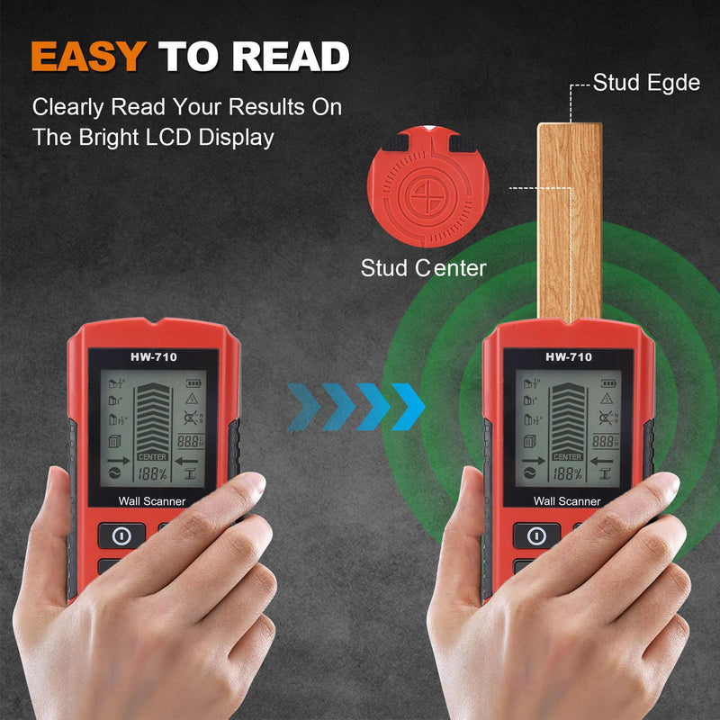 Stud Finder Wall Scanner Electronic Drywall Stud Detector, High Precise 7 in 1 Wood Metal Cable Locator with LCD Display for Construction Site, Stud Detector Beam Finder