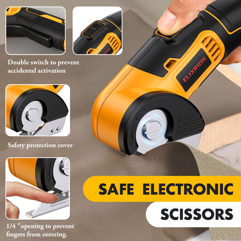 Cordless Electric Scissors, fabric scissors, rotary cutter, for Cutting Carpet, Cardboard, Leather, Paper, Plastic.yellow.