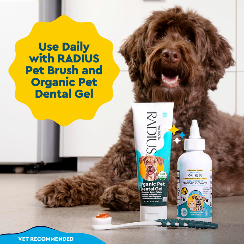 RADIUS OralPro+ Pet Probiotic Enzymatic Water Additive - Dog and Cat Dental Care Solution - Plaque & Tartar Defense Meal Supplement - Fresh Breath & Gut Health - Calming Vanilla, 4 Oz (Pack of1) Pack of 1 Clear