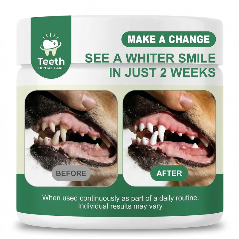 Dog Breath Refreshing Toothpaste Powder - Natural Dog Tooth Powder for Cleaning Plaque and Tartar - Refreshing Breath, Promoting Oral Health - Daily Dental Supplement -150g/75 Servings - Mint Flavor